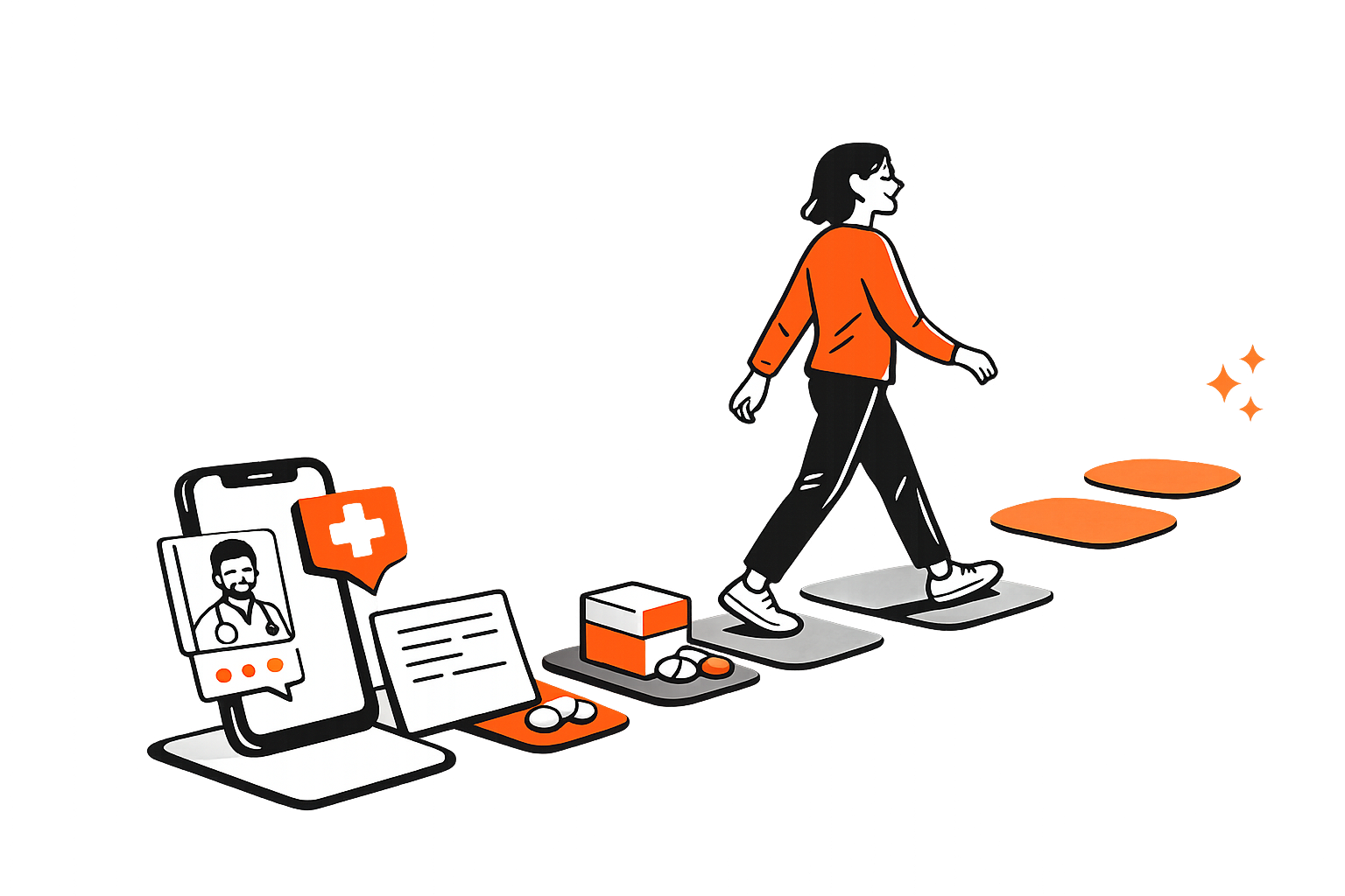 Collage representing digital healthcare support and patient wellbeing.